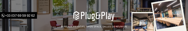 Bannière Plug&Play coworking – bureaux privatifs, open space et salles de réunion à La Défense